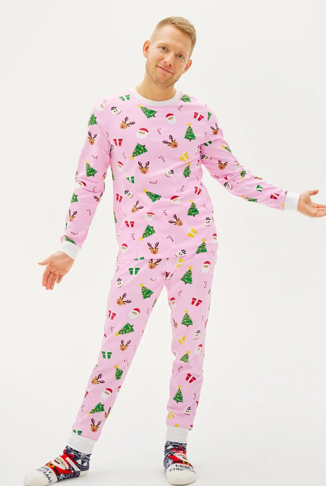 Pijama de Navidad para hombre Unisex Rosa Motivos Navideños