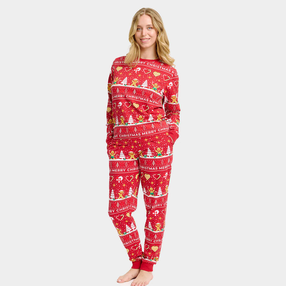 Pijama de Navidad para Mujer Unisex Gingercookies Rojo