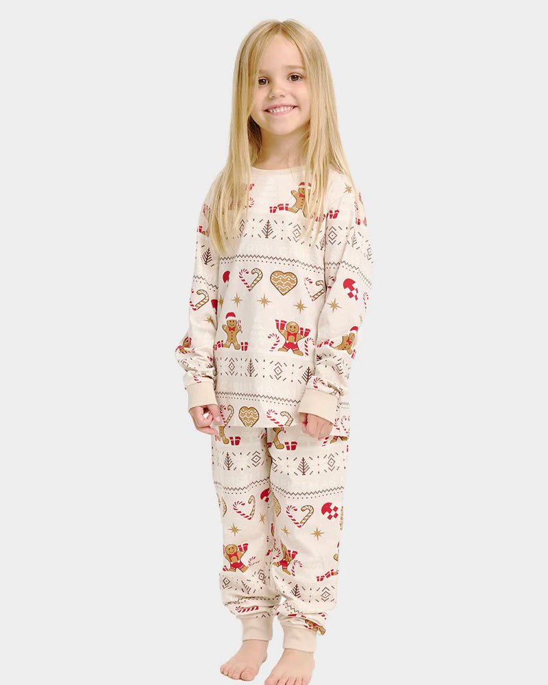 Pijama de Navidad para niña Gingercookies Beige