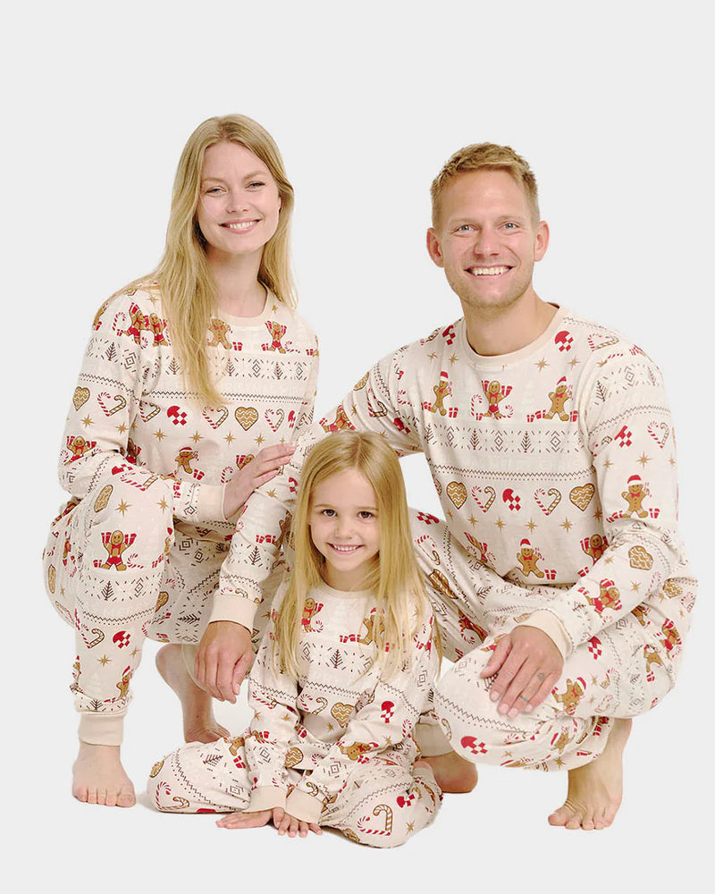 Pijama de Navidad familia niña y niño Gingercookies Beige
