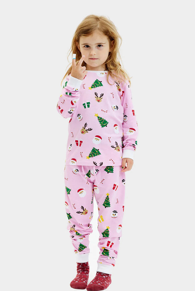 Pijama de Navidad para Niña Rosa Motivos Navideños