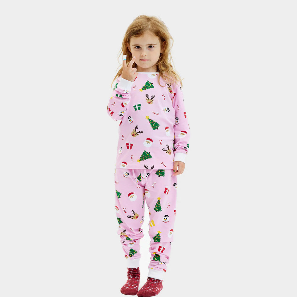 Pijama de Navidad para Niña Rosa Motivos Navideños
