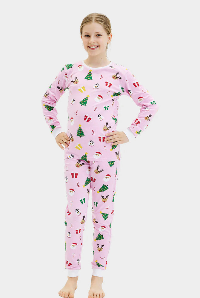 Pijama de Navidad para Niño y Niña Rosa Motivos Navideños