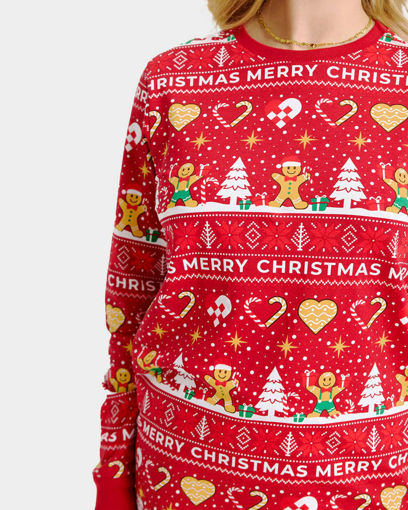 Pijama de Navidad Unisex Gingercookies Rojo para Mujer