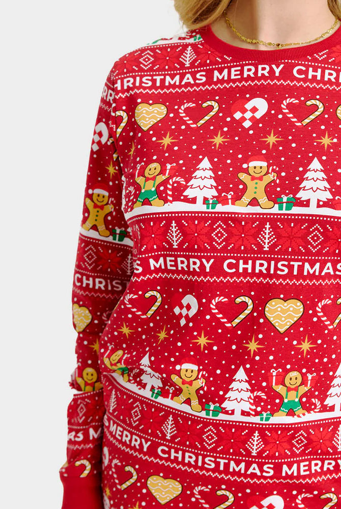 Pijama de Navidad Unisex Gingercookies Rojo para Mujer