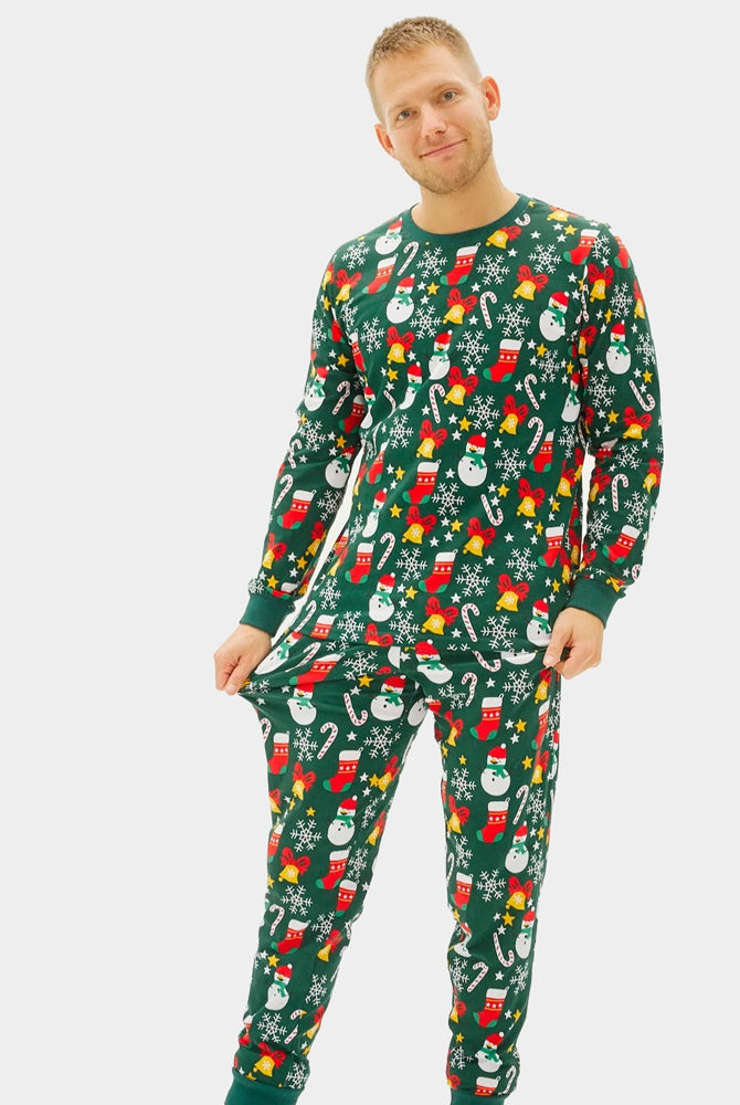 Pijama de Navidad para Familia Verde con Motivos Navideños hombre