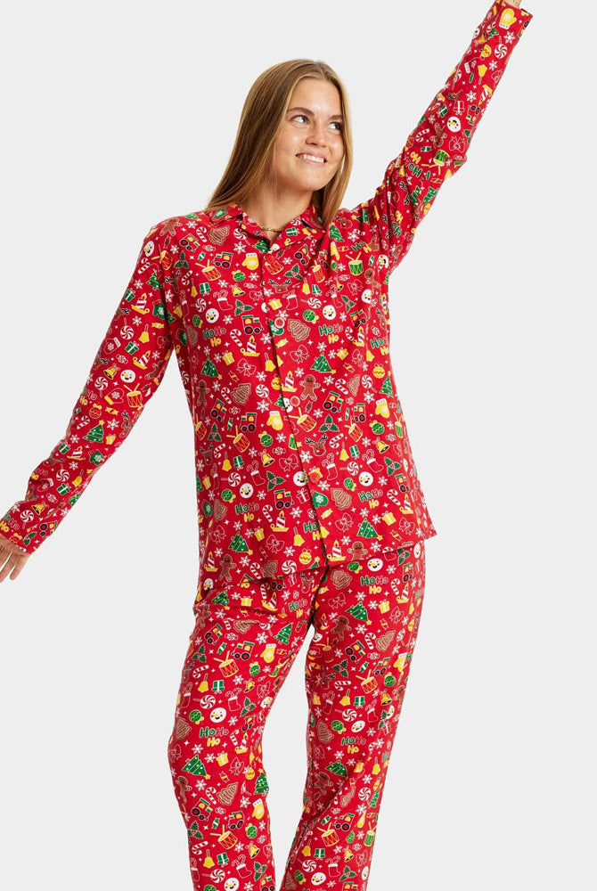 Pijama de Navidad Mujer Adultos Unisex Rojo con Motivos Navideños