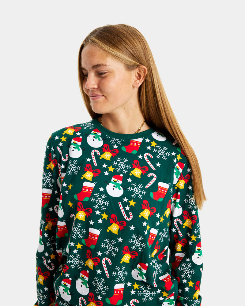 Pijama de Navidad para Mujer con Motivos Navideños Verde