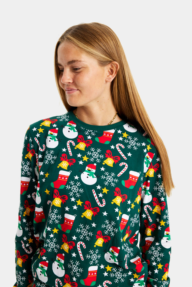 Pijama de Navidad para Mujer con Motivos Navideños Verde