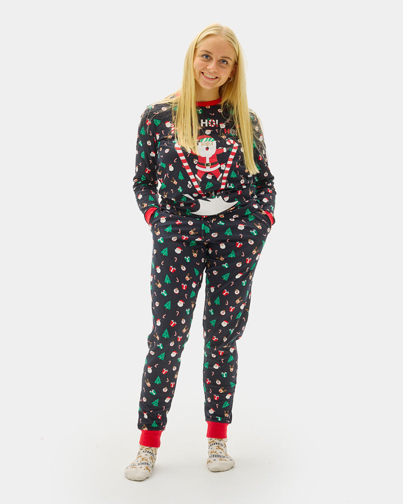 Pijama de Navidad para Mujer con Papá Noel Esquiador
