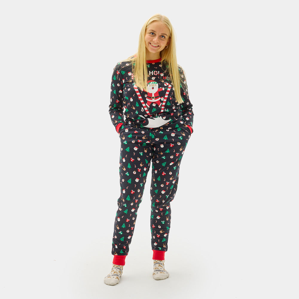 Pijama de Navidad para Mujer con Papá Noel Esquiador