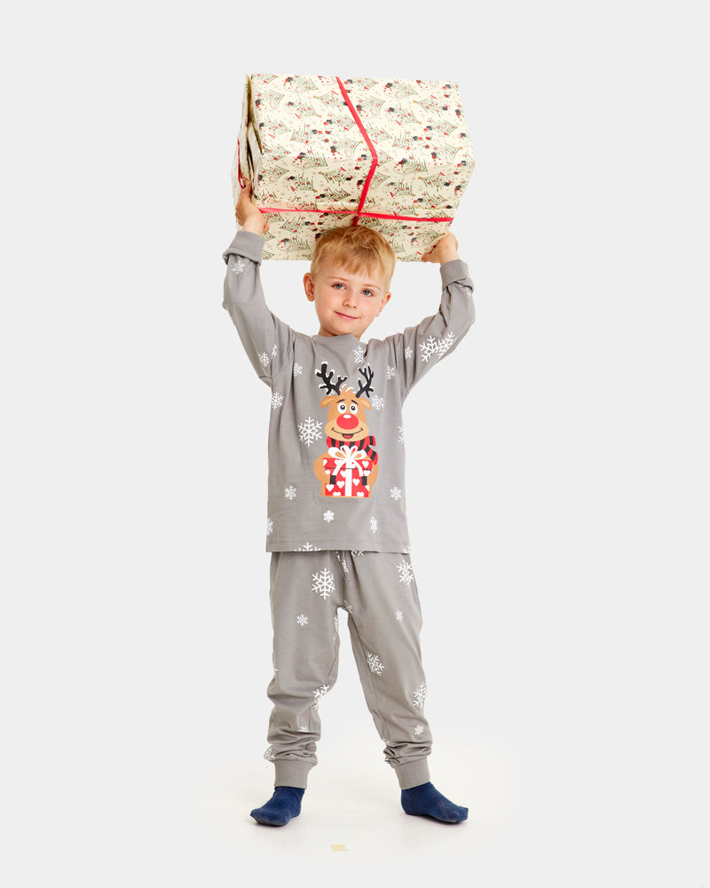 Pijama de Navidad para Niño Gris Reno Rodolfo
