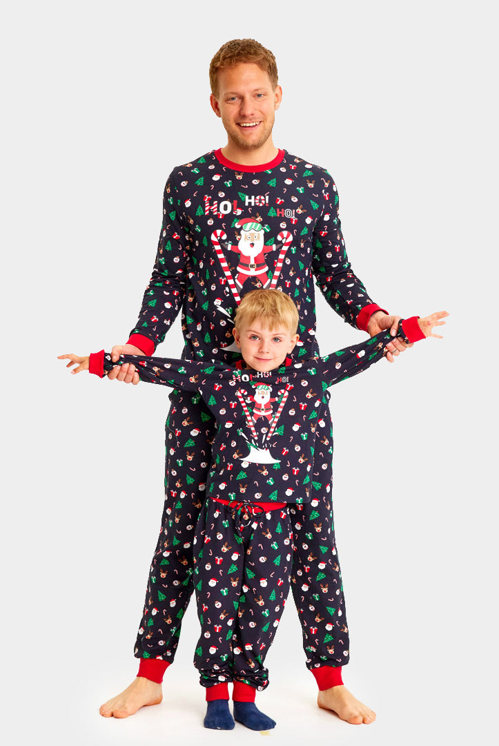 Pijama de Navidad para Familia con Papá Noel Esquiador