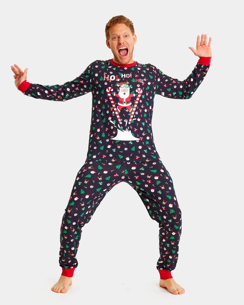 Pijama de Navidad hombre con Papá Noel Esquiador