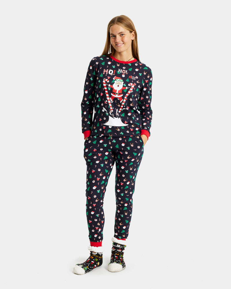 Pijama de Navidad Mujer con Papá Noel Esquiador
