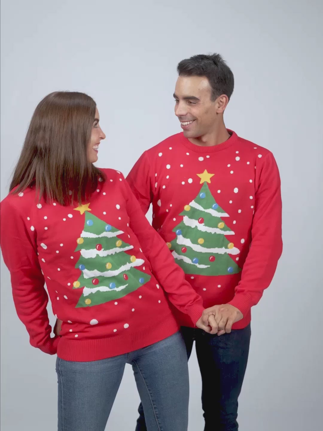 Jersey de Navidad Mujer y Hombre Rojo Árbol de Navidad