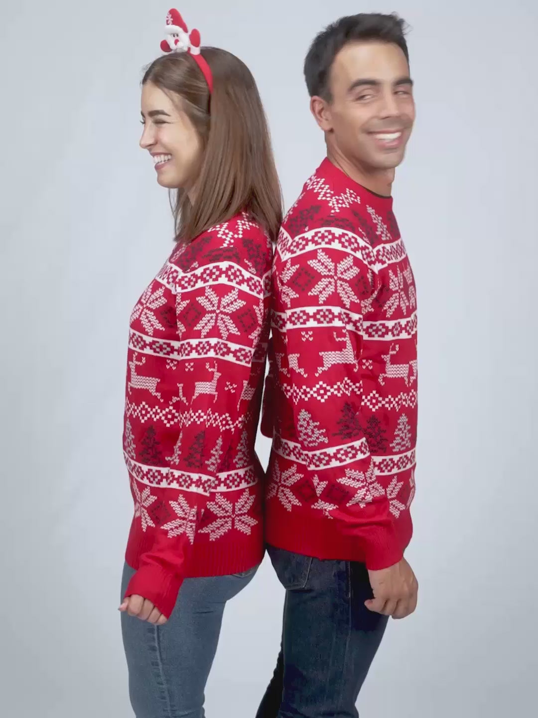 Jersey de Navidad Mujer y Hombre Rojo Clásico Estrellas Polares