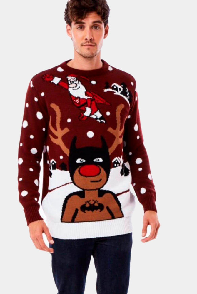 Jersey Navideño Hombre Reno Batman Papá Noel Superman