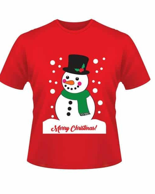 Camiseta Navideña Hombre y Mujer de Muñeco de Nieve