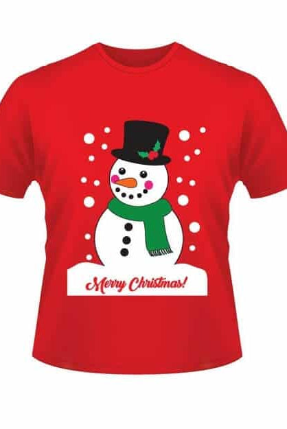 Camiseta Navideña Hombre y Mujer de Muñeco de Nieve