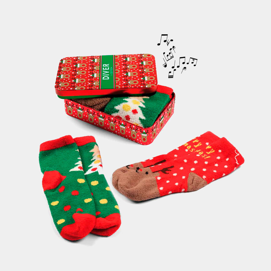 Calcetines de Navidad Hombre y Mujer con Renos y Pinos