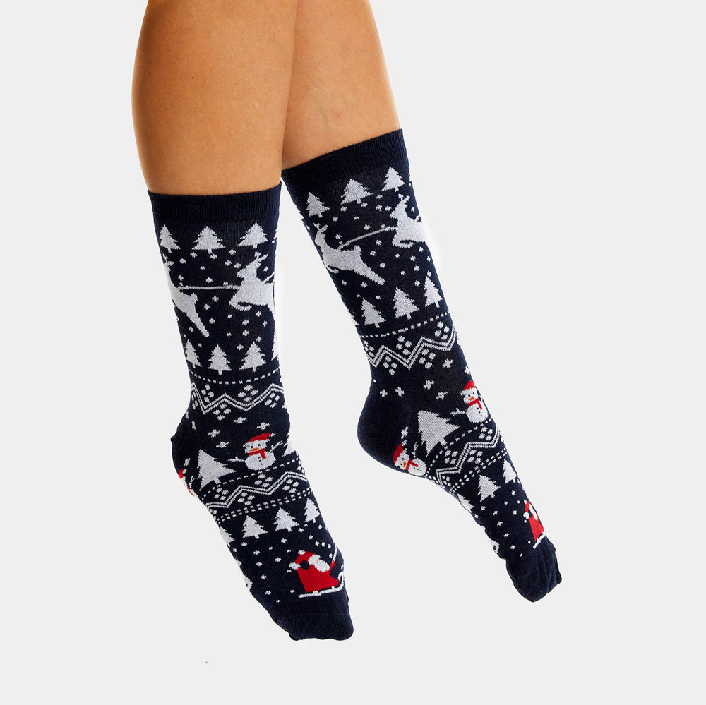 Calcetines de Navidad Unisex Árboles, Muñecos y Papá Noel Hombre Mujer