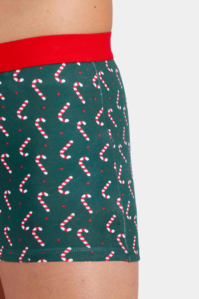 Calzoncillo Boxer Hombre Bastones Navideños Detalle