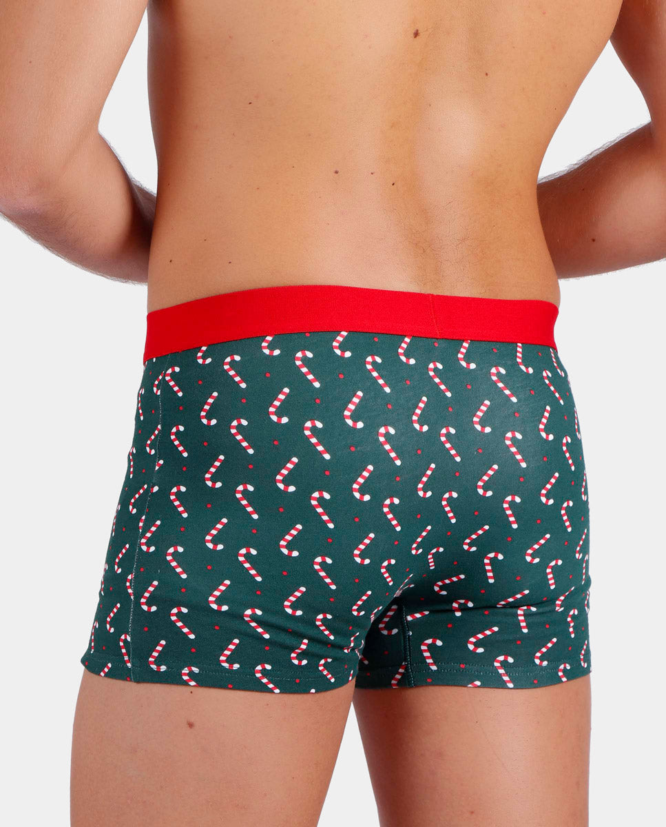 Calzoncillo Boxer Hombre Bastones Navideños detrás