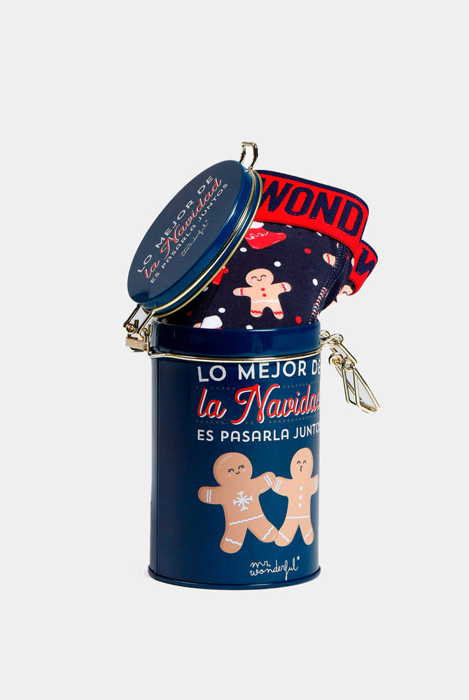 Calzoncillo Boxer Mr Wonderful Galletitas y Bastones Cajita metálica