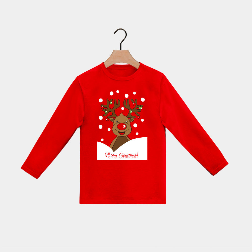 Camiseta Navideña Manga Larga para Niña y Niño Reno Rudolph