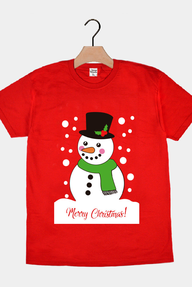 Camiseta Navideña Merry Christmas Muñeco Nieve