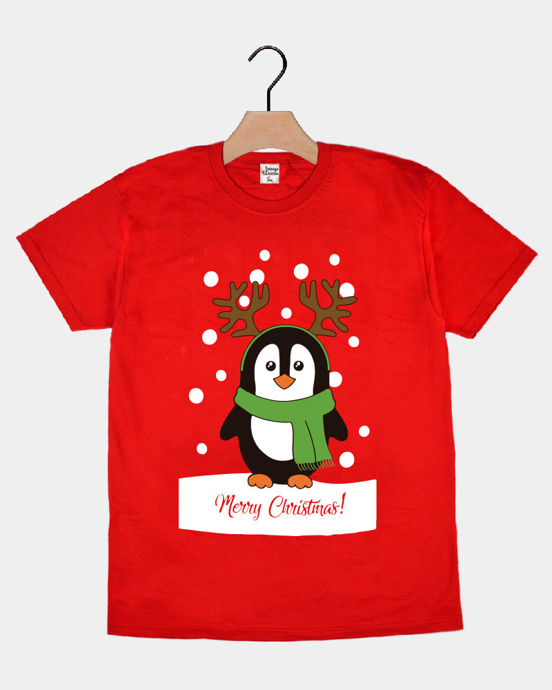 Camiseta Navideña Merry Christmas Pingüino