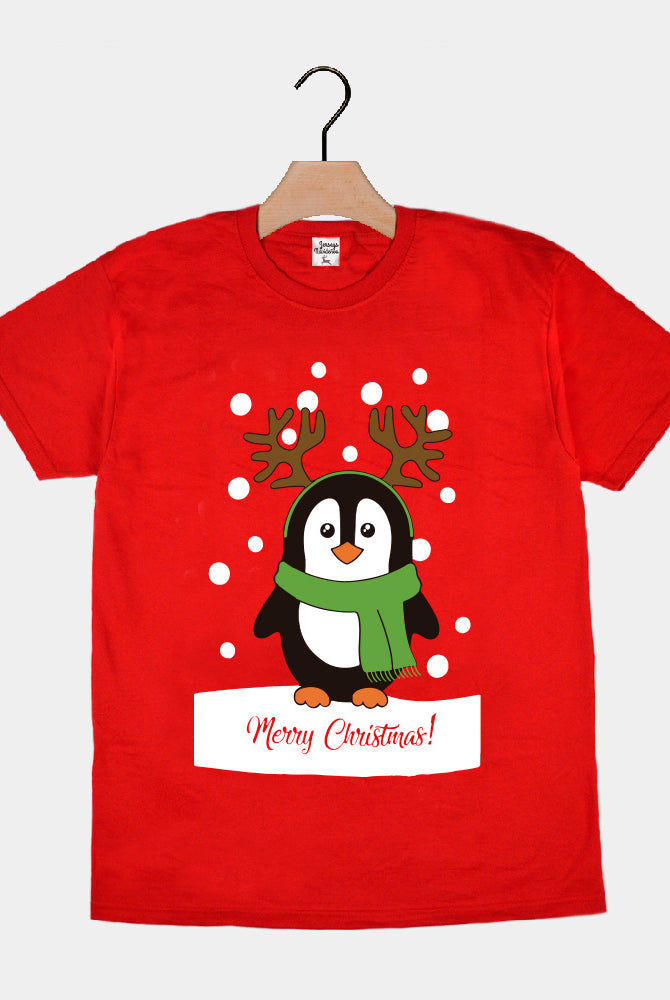 Camiseta Navideña Merry Christmas Pingüino