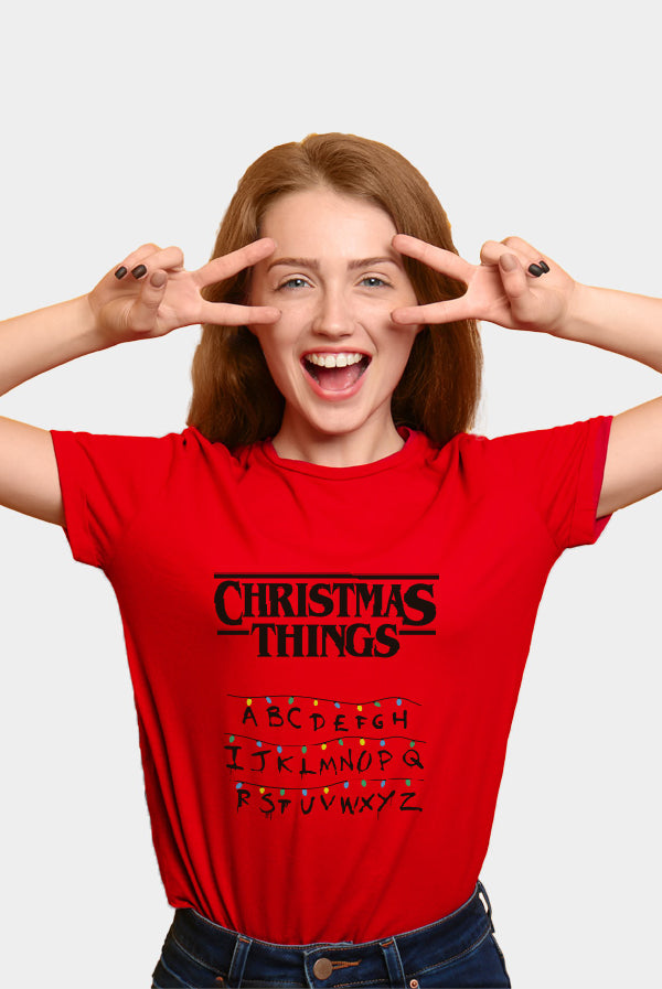Camiseta de Navidad Mujer Roja Christmas Things
