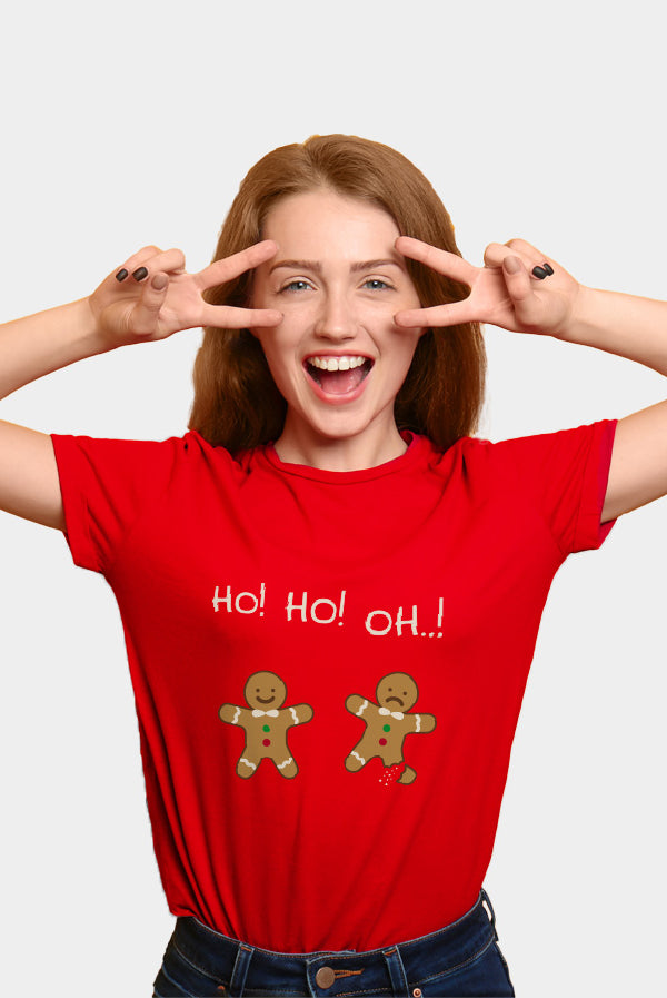 Camiseta de Navidad Mujer Roja Gingerbread