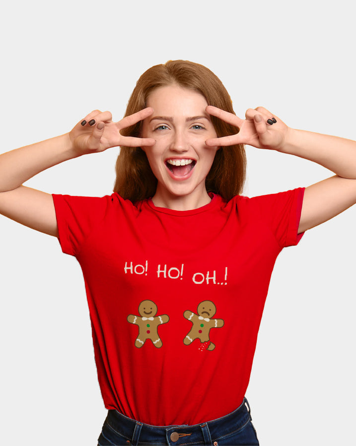 Camiseta de Navidad Mujer Roja Gingerbread