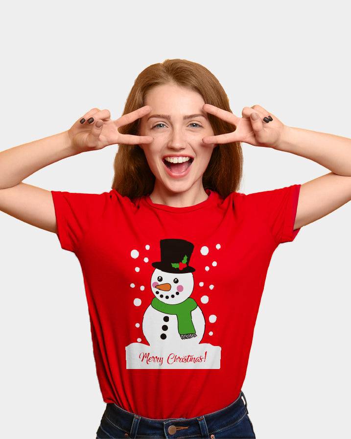 Camiseta de Navidad Mujer Roja con Papá Noel