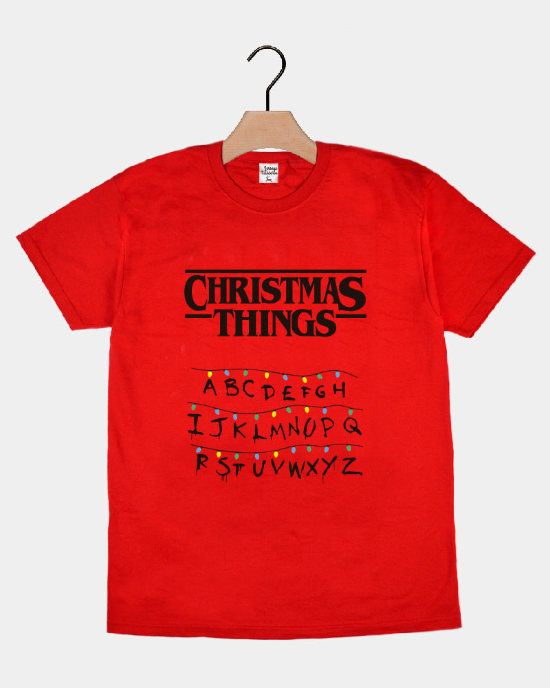 Camiseta Navideña Hombre Mujer Roja Christmas Things