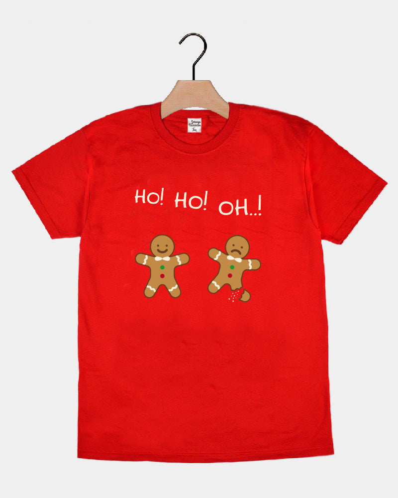 Camiseta Navideña Hombre Mujer Roja Gingerbreads