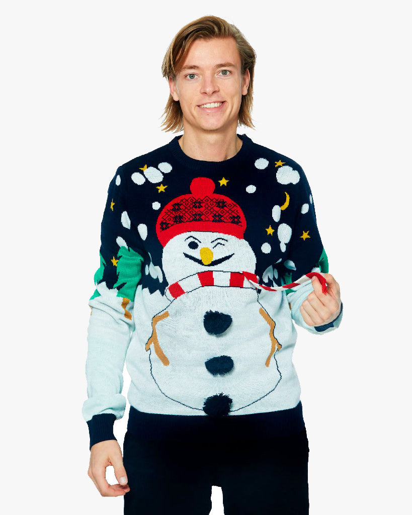 Jersey Navideño Muñeco de Nieve en 3D para Hombre