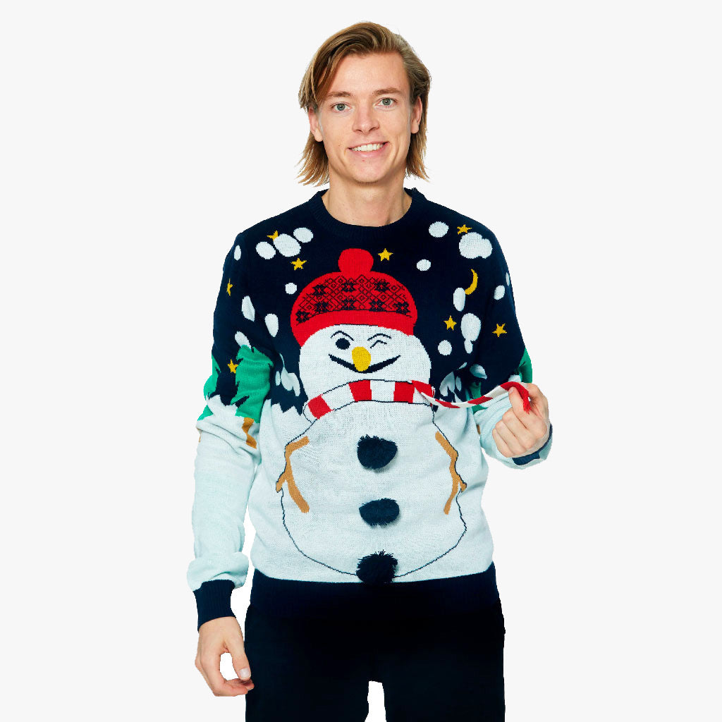 Jersey Navideño Muñeco de Nieve en 3D para Hombre