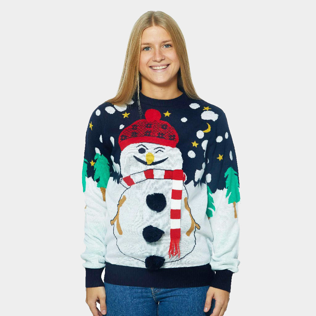 Jersey Navideño Muñeco de Nieve para Mujer 3D