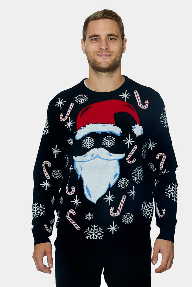 Jersey Navideño Papá Noel para Hombre Negro