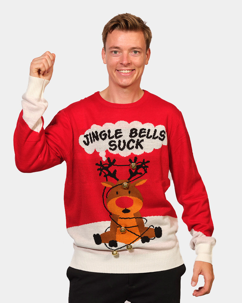 Jersey Navideño Hombre Jingle Bells Suck Rojo