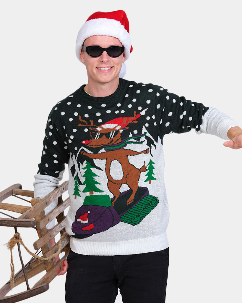 Jersey Navideño Hombre Reno con Moto de Nieve