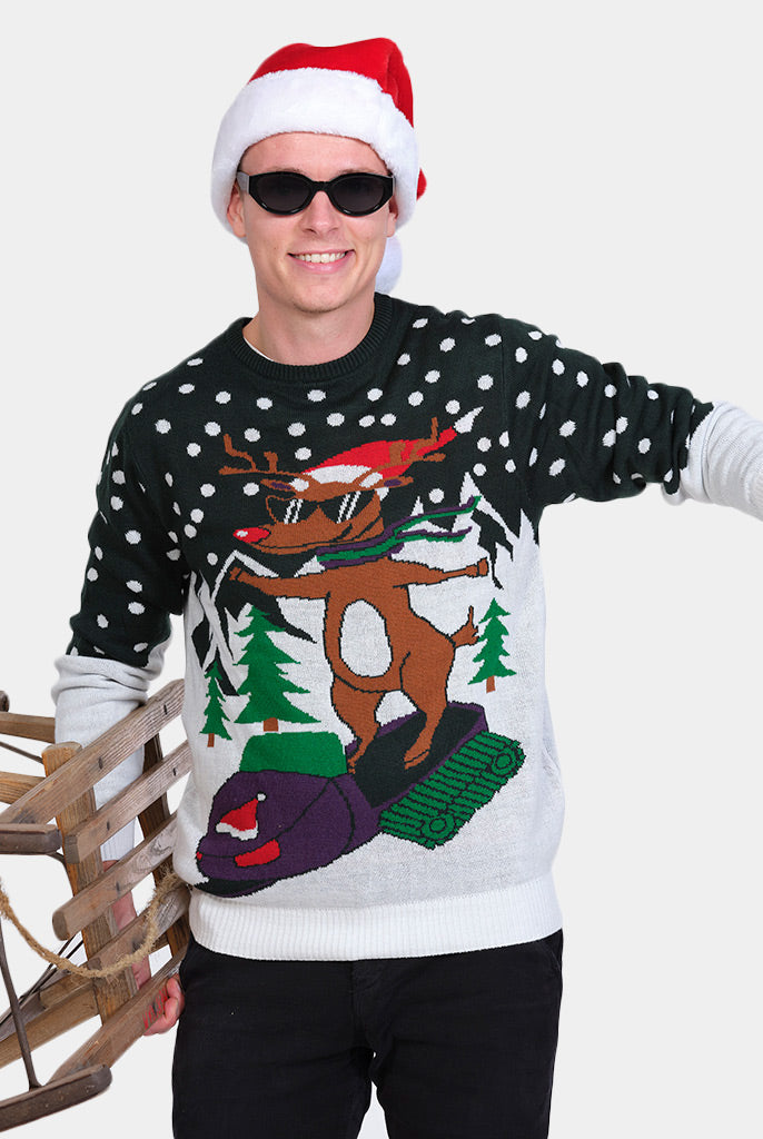 Jersey Navideño Hombre Reno con Moto de Nieve