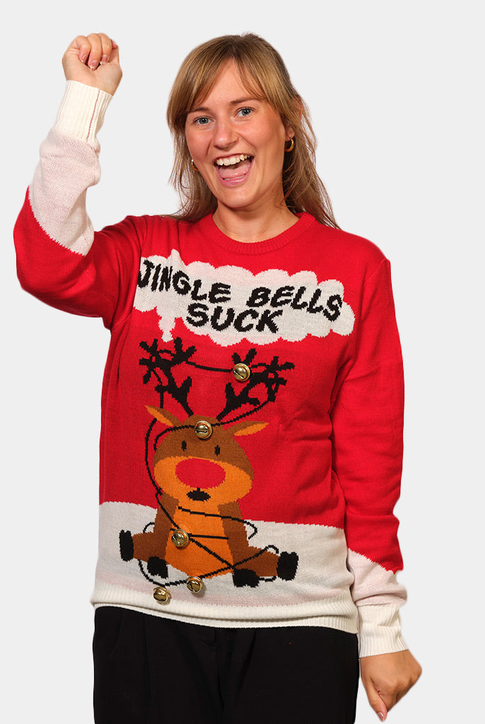Jersey Navideño Mujer Jingle Bells Suck Rojo