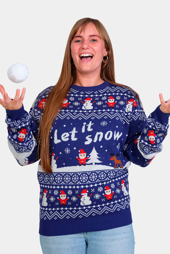 Jersey Navideño Mujer Let it Snow Azul