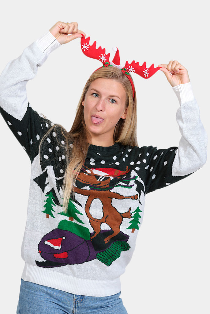 Jersey Navideño Mujer Reno con Moto de Nieve