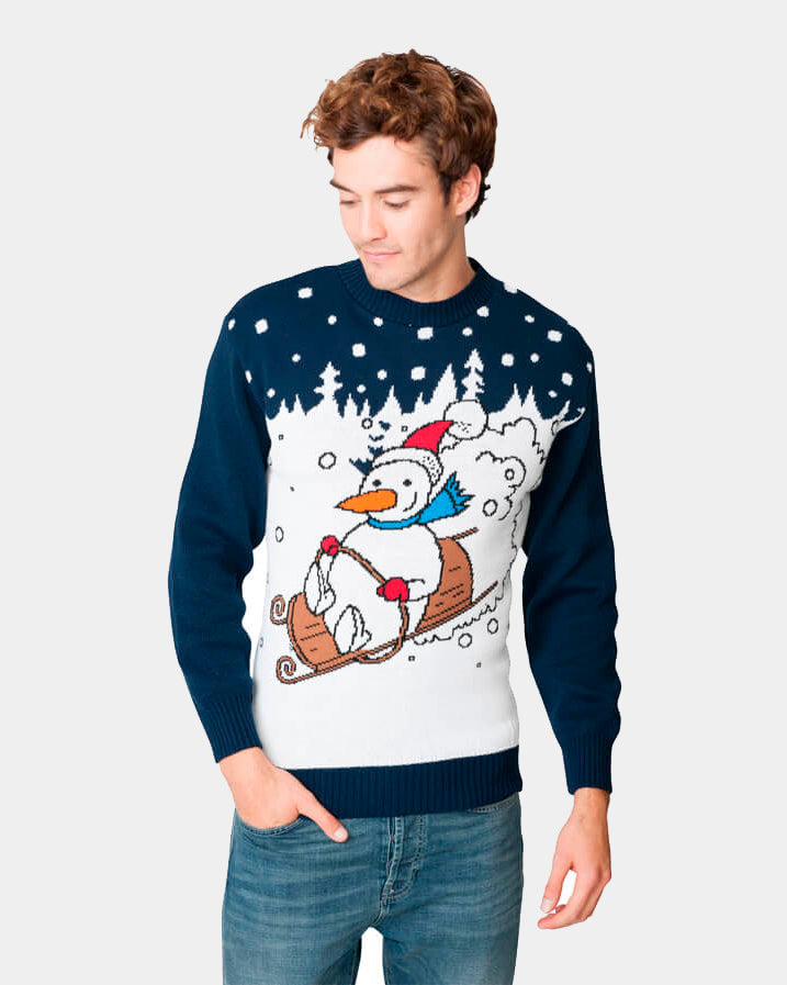 Jersey Navideño Muñeco de Nieve en Trineo hombre